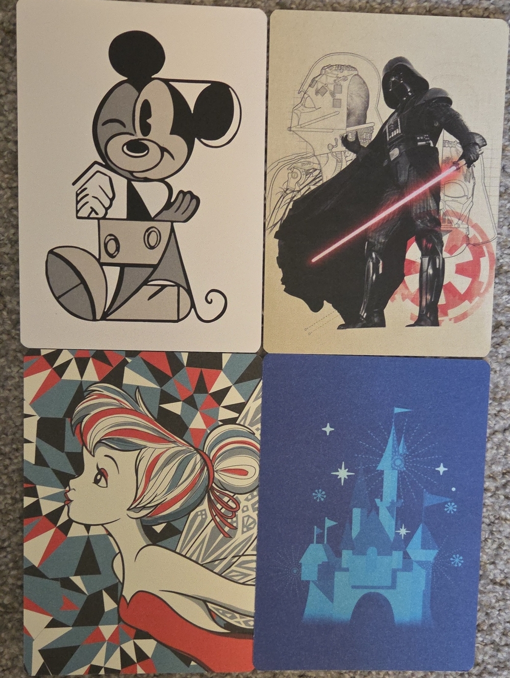 Set Of 4 Disney Rewards Postcards Special Edition Artwork - New Unused